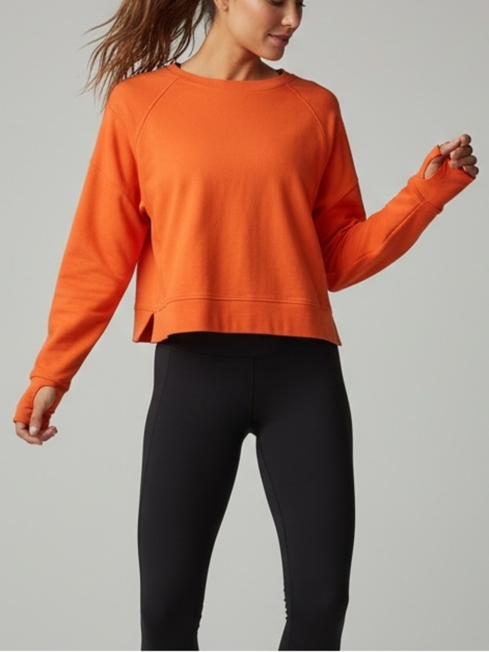 Sweaty Betty Orange After Class Cropped Crewneck Sweatshirt